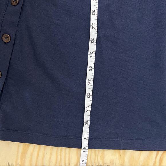 Wool& Wooland Navy Blue Amalya V Neck Button Front Dress Pockets Size XL - Picture 12 of 12